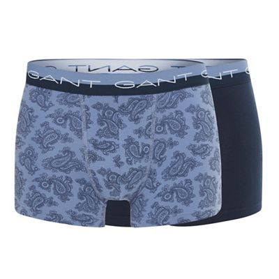 Gant Pack of two blue cotton stretch paisley print trunks